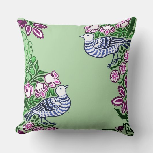 Coussin Oiseaux folkloriques Fleurs Acorns (Recto)