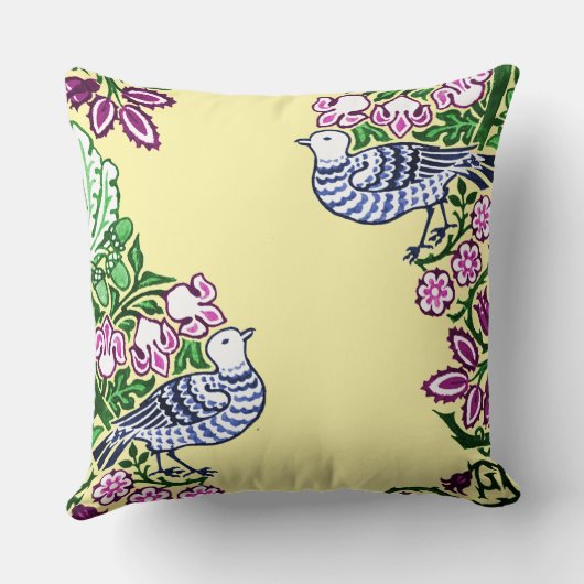 Coussin Oiseaux folkloriques Fleurs Acorns (Verso)