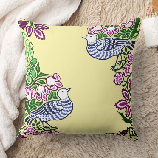 Coussin Oiseaux folkloriques Fleurs Acorns (Couverture)