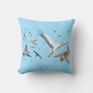 Coussin Oiseaux migrateurs traçant leurs vols Illustration