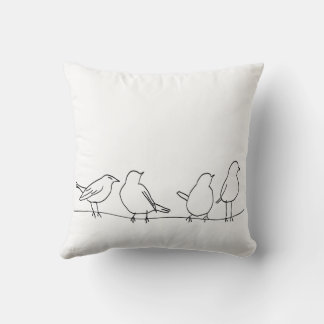 Coussin Oiseaux minimalistes sur une ligne de fil Art sur 