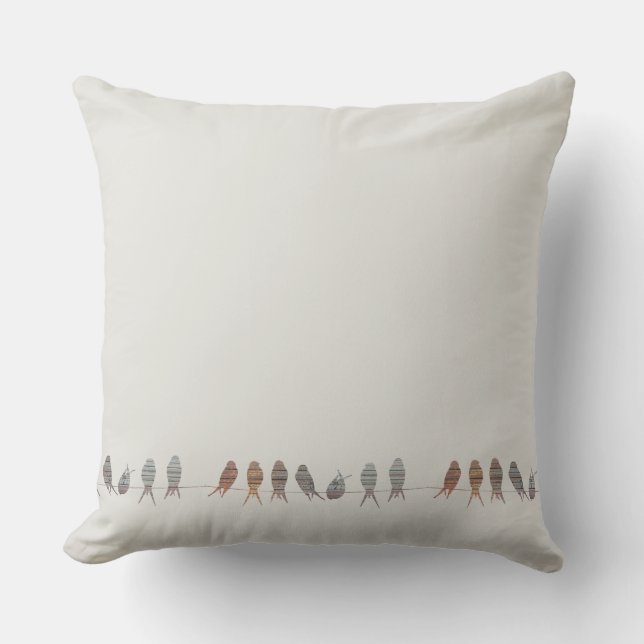 Coussin Oiseaux Modernes Simple Sur Un Fil (Recto)