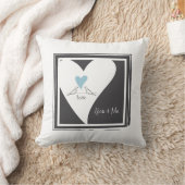 Coussin Oiseaux modernes simples en amour Cœur bleu clair (Couverture)