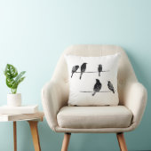 Coussin Oiseaux noirs à l'air porté par le fil (Chaise)