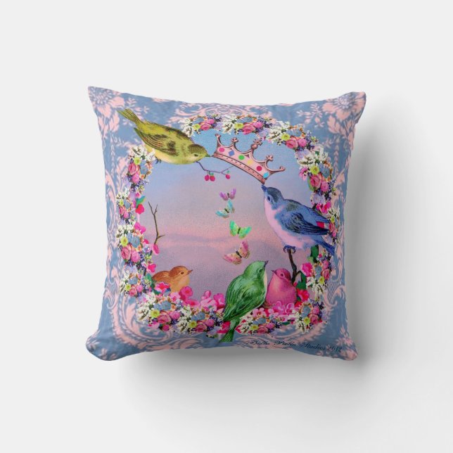 Coussin Oiseaux royaux par Bella Bella Studios (Recto)