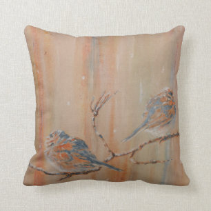 Coussin Oiseaux sur la branche dans la neige