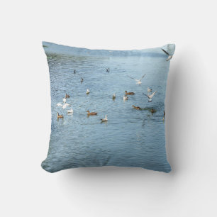 Coussin Oiseaux Sur La Rivière D'Été