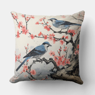 Coussin Oiseaux sur une branche d'arbre