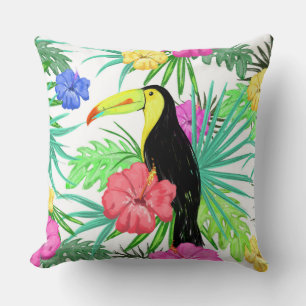 Coussin Oiseaux tropicaux et fleurs