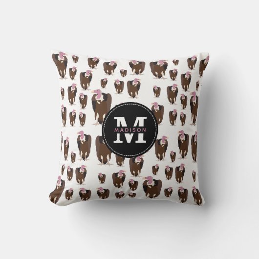 Coussin Oiseaux vautours Motif Monogramme (Recto)