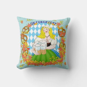 Coussin Oktoberfest, fille et bière