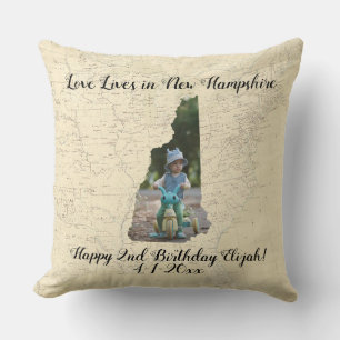 Coussin Old Map Love In New Hampshire State Photo