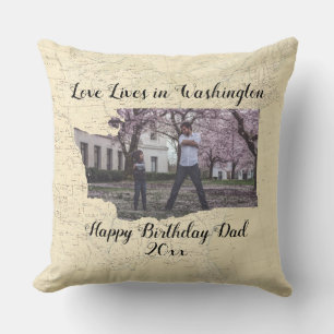 Coussin Old Map Love In Washington State Photo