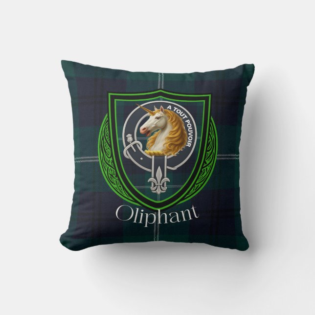 Coussin Oliphant Scottish Clan Tartan & Crest (Recto)