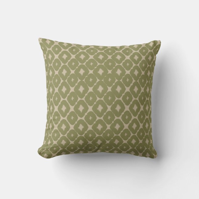 Coussin Olive and cream Boho Geometric Throw Pillow (Recto)