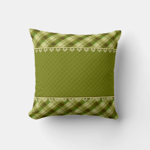 Coussin Olive color patchwork, olivier plaid, patchwé vert