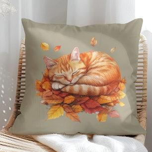 Coussin Olive de chat de gingembre couché conforta