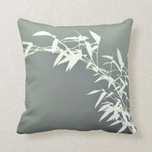 Coussin Olive et blanc en bambou d'arbuste de zen oriental