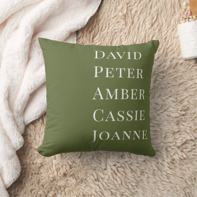 Coussin Olive foncé Vert personnalisé Nom de famille enfan (Couverture)