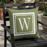 Coussin Olive Green et blanc Carré classique Monogramme<br><div class="desc">Concevez votre propre oreiller à projeter sur mesure dans n'importe quelle combinaison de couleurs pour parfaitement coordonner avec votre décor maison dans n'importe quel espace! Utilisez les outils de conception pour modifier la couleur arrière - plan et la couleur de bordure carré, ou ajoutez votre propre texte pour inclure un...</div>