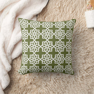 Coussin Olive Green Marocain Star Motif Carrelage Jeter Pi