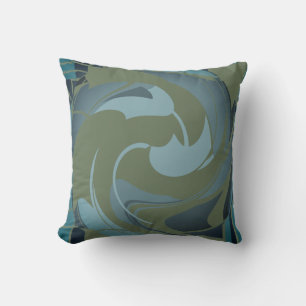 Coussin Olive Green Seafoam Gris Fleur Abstraite