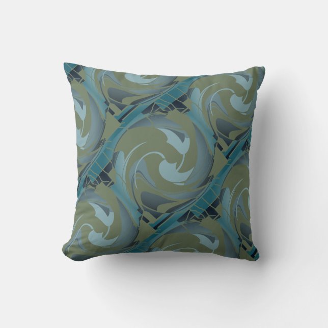 Coussin Olive Green Seafoam Gris Scintillé Formes (Recto)