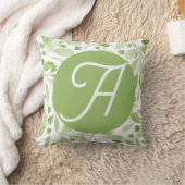 Coussin Olive Leaves and Initial Throw Pillow (Couverture)