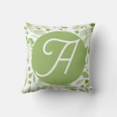 Coussin Olive Leaves and Initial Throw Pillow (Verso)