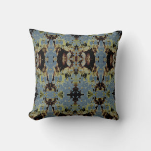 Coussin Olive noir tan sur impression Abstraite symétrique