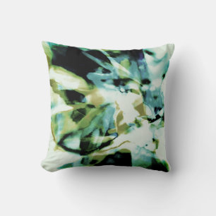 Coussin Olive Turquoise Vert noir Mosaïque de fleurs