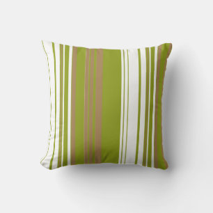 Coussin Olive, White Retro Stripes Art Design Abstrait