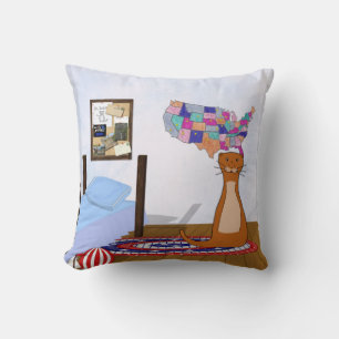 Coussin Oliver adore voyager-Chambre, carte et carte posta