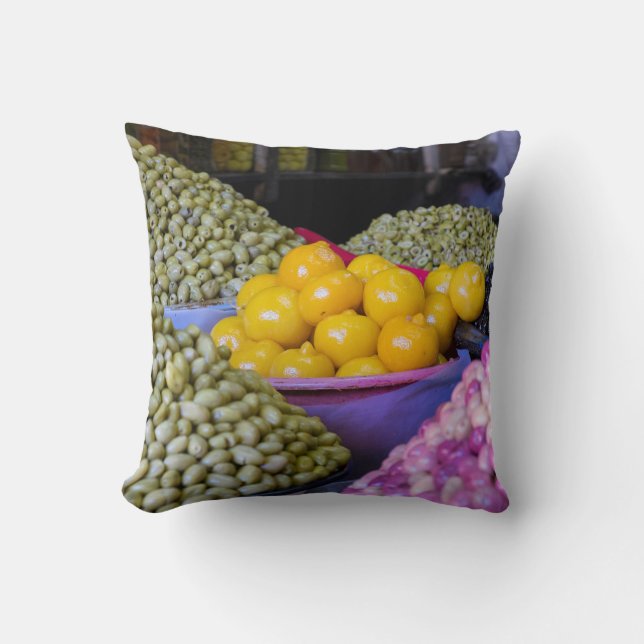 Coussin Olives Et Citron Au Marché (Recto)