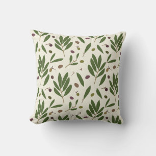 Coussin Olives minimalistes et branches - motif sans soudu