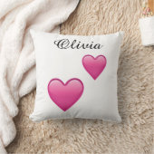 Coussin Olivia Personalized Emoji Hearts Throw Pillow (Couverture)