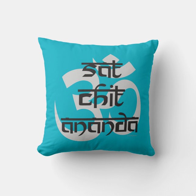 Coussin Om Sat Chit Ananda - Unique Mantra Turquoise (Recto)