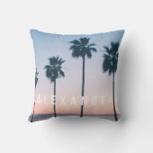 Coussin Ombre de coucher de soleil tropical rose et bleu P (Verso)
