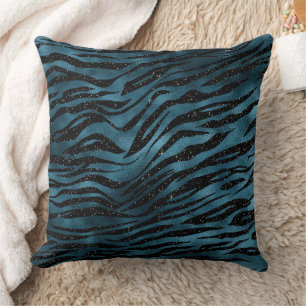 Coussin Ombre d'impression bleu noir Zebra