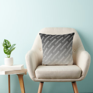 Coussin Ombre & motif de texte (couleur modifiable) Gris