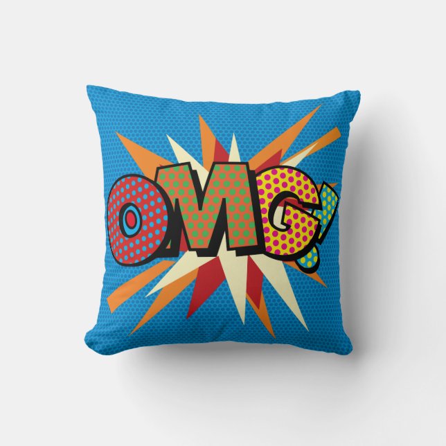Coussin OMG Fun Retro Comic Book Pop Art (Recto)