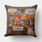 Coussin On a new job, funny pet throw pillow (Recto)