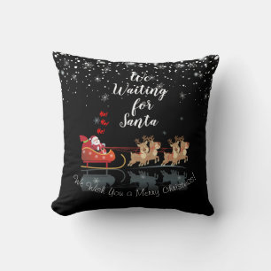 Coussin On attend Père Noël Ho ! Ho ! Ho ! Vacances hive