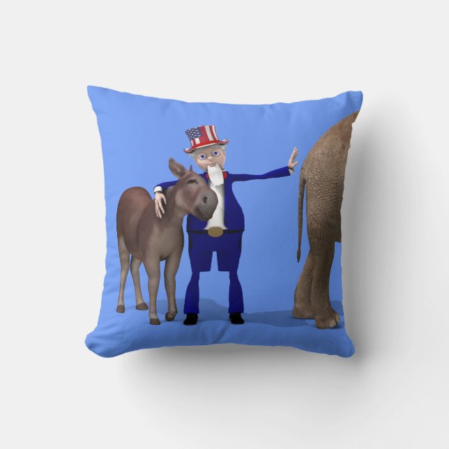Coussin Oncle Sam aime les ânes (Recto)
