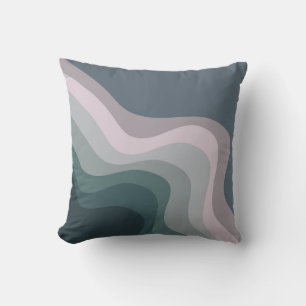 Coussin Ondes de style rétro violet et turquoise