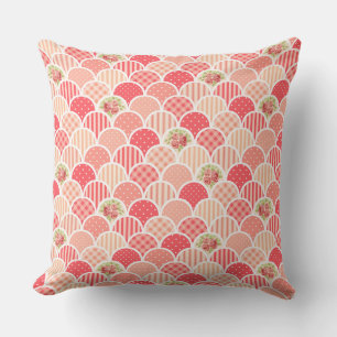 Coussin Ondes roses à pétoncles fleuris