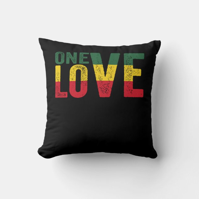 Coussin One Love Jamaican Rasta Reggae (Recto)