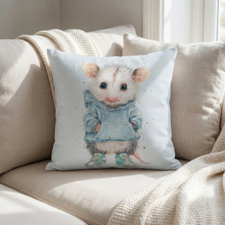 Coussin Opossum Birthday Pillow • Woodland Animal Decor