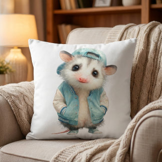 Coussin Opossum Birthday Pillow • Woodland Animal Decor