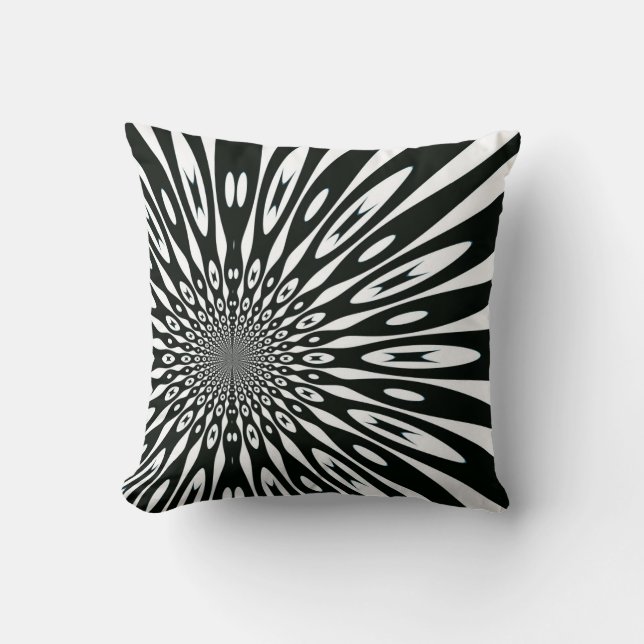 Coussin optique blanc noir Trippy de motif (Recto)